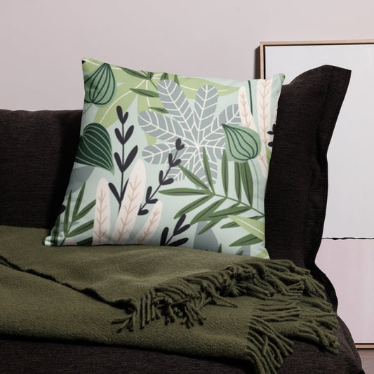 Front Green Gardenz Basic Pillow #MzKittyz #NikkiDKatArt