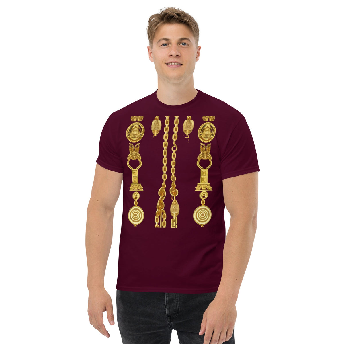 Front Gold Coin Chains Signature Scarf Men's classic tee Tshirt #MzKittyz #NikkiDKatArt