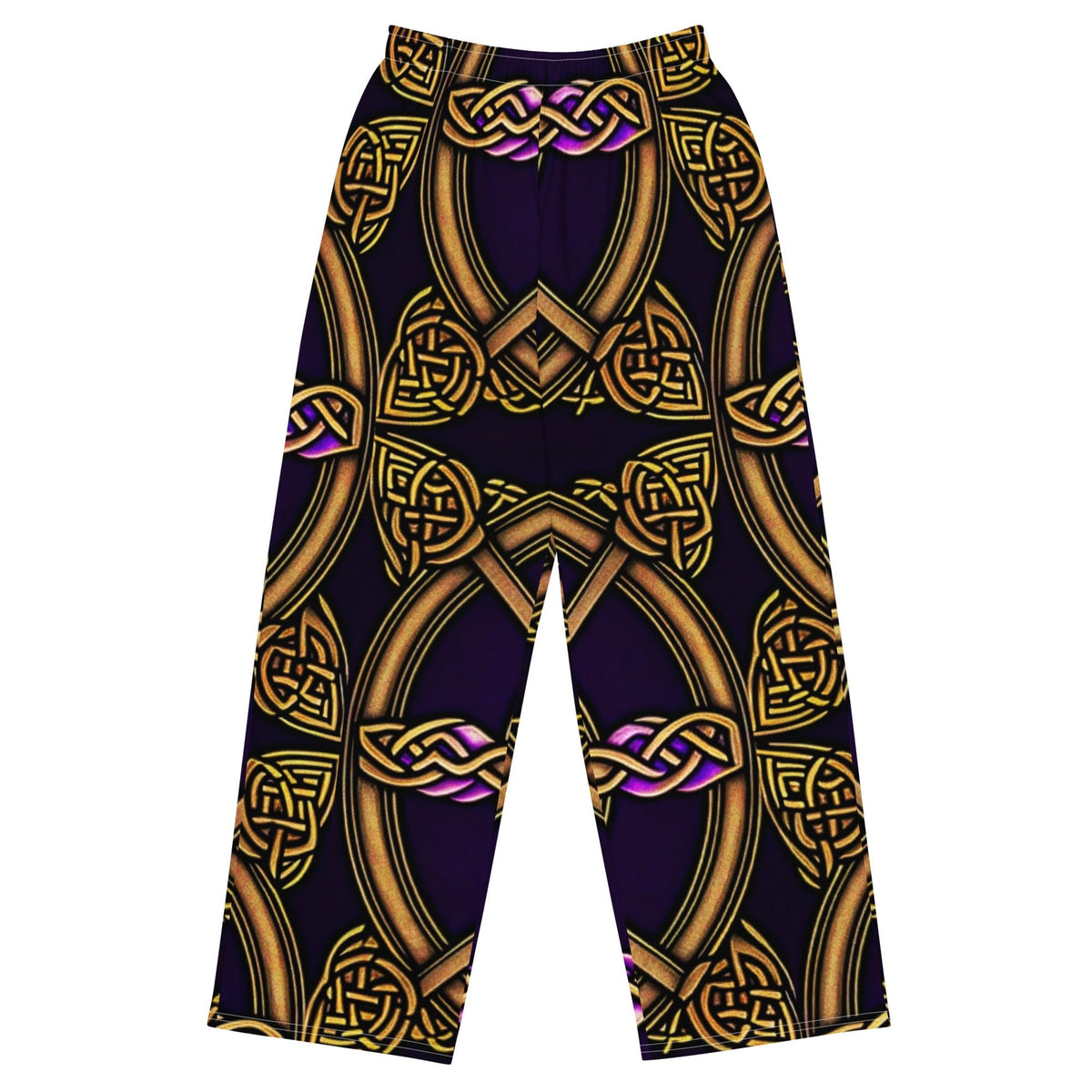 Front Celtic Knot Bronze Unisex wide-leg pants Wide Legged Pant #MzKittyz #NikkiDKatArt