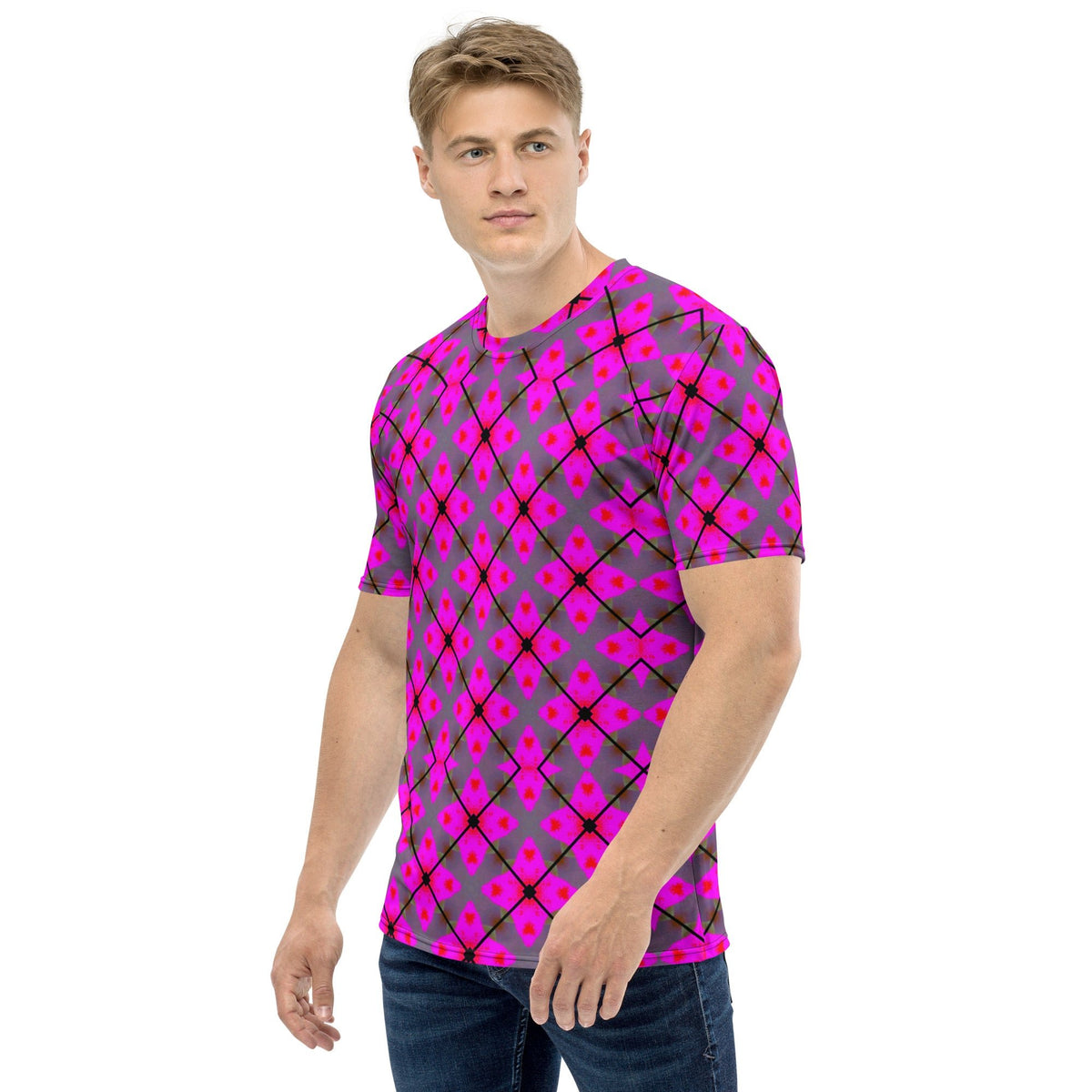 Front Nx Design Pink Plaid Men's t-shirt #MzKittyz #NikkiDKatArt
