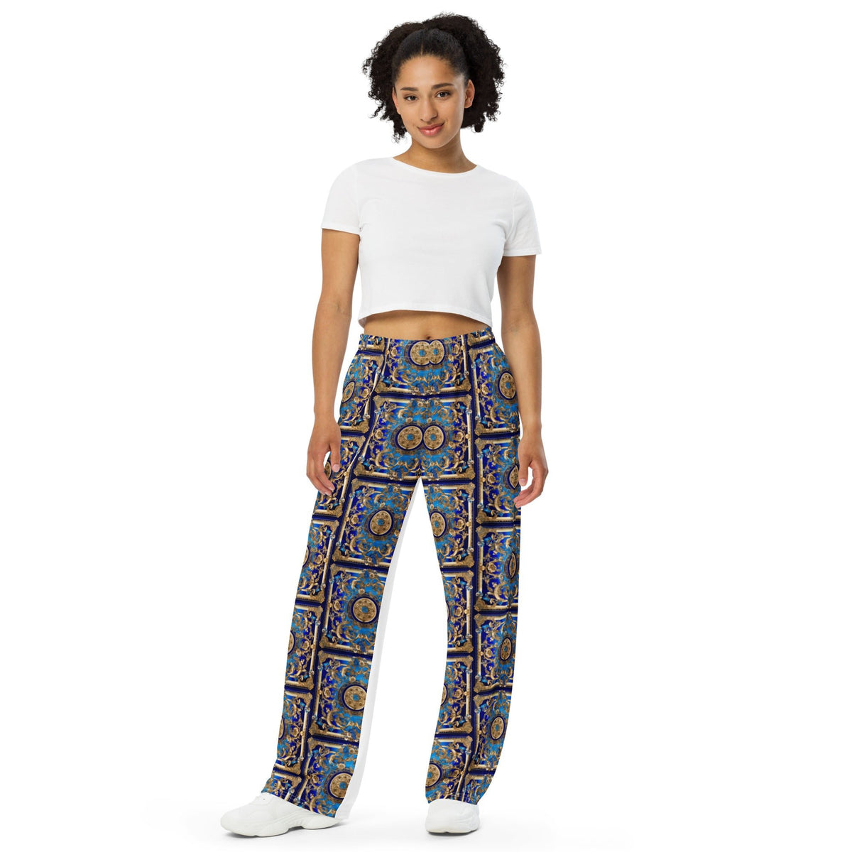 Front Signature Scarf Collection Unisex wide-leg pants #MzKittyz #NikkiDKatArt