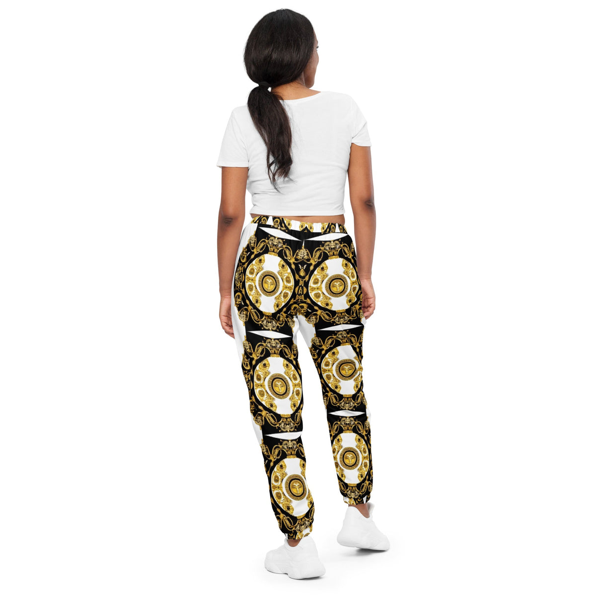 Front Gold Coinage Baroque Style Unisex track pants Track Pants #MzKittyz #NikkiDKatArt