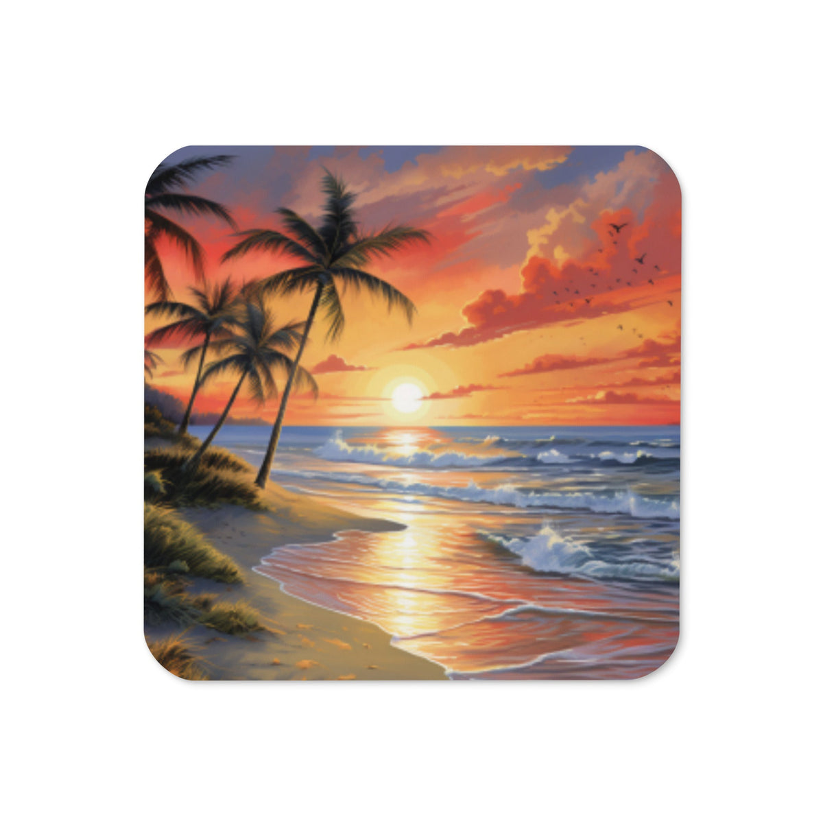 Front Florida Beach, Treasure Island, Cork-back coaster #MzKittyz #NikkiDKatArt