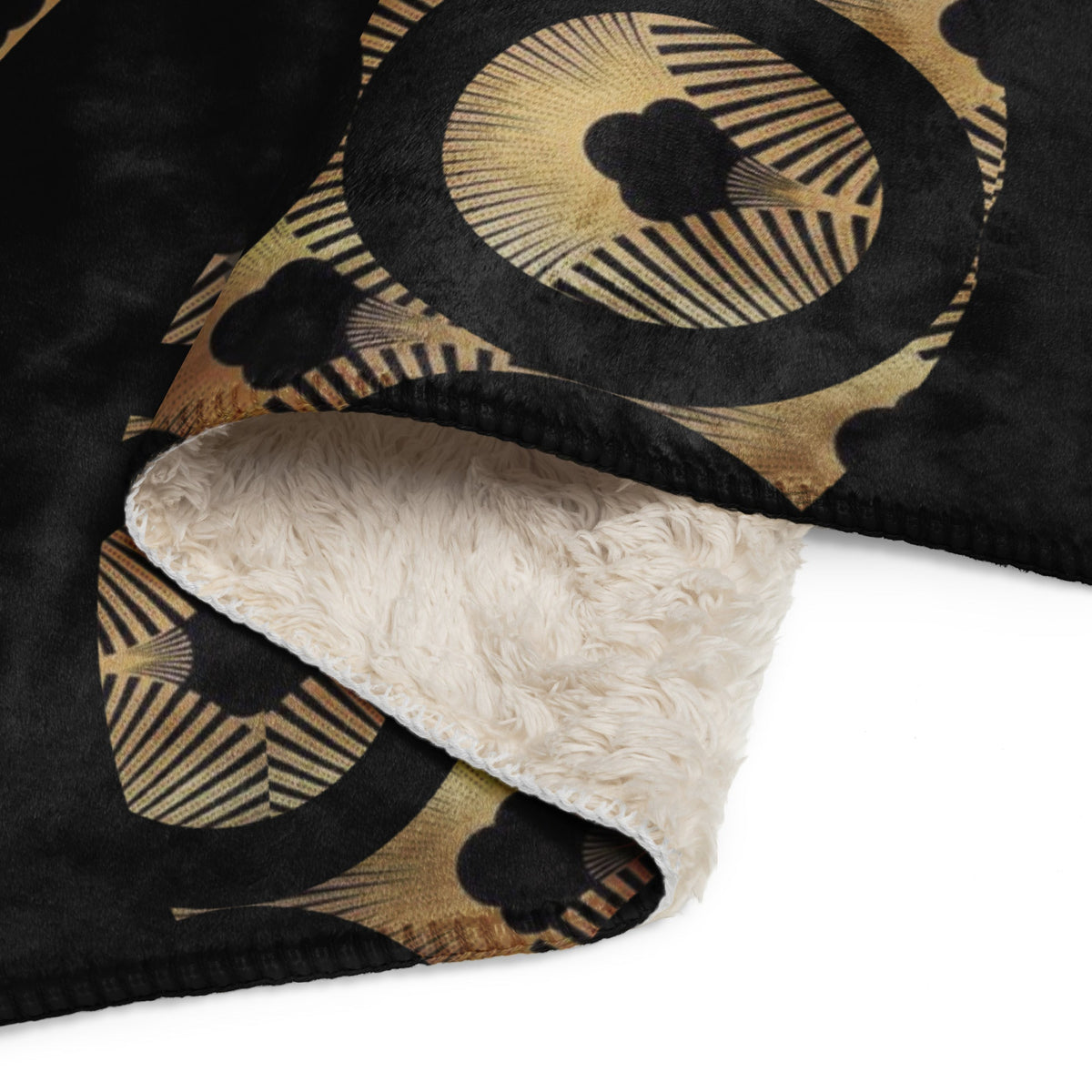 Front Art Deco, Black & Gold, Sherpa blanket in 3 sizes Throw #MzKittyz #NikkiDKatArt