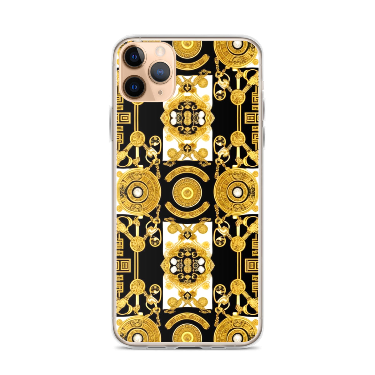 Front Baroque Gold & Black Coins Signature Clear Case for iPhone® iPhone, Clear Case #MzKittyz #NikkiDKatArt