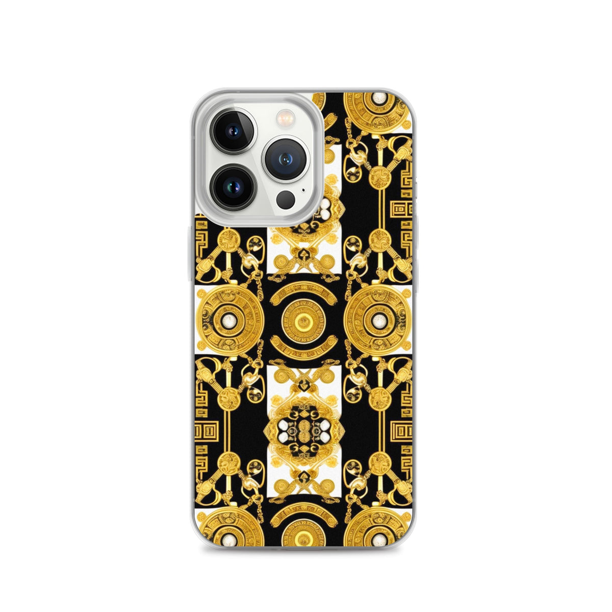 Front Baroque Gold & Black Coins Signature Clear Case for iPhone® iPhone, Clear Case #MzKittyz #NikkiDKatArt