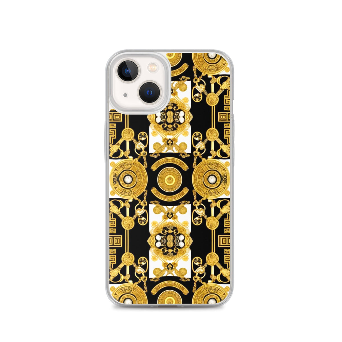 Front Baroque Gold & Black Coins Signature Clear Case for iPhone® iPhone, Clear Case #MzKittyz #NikkiDKatArt