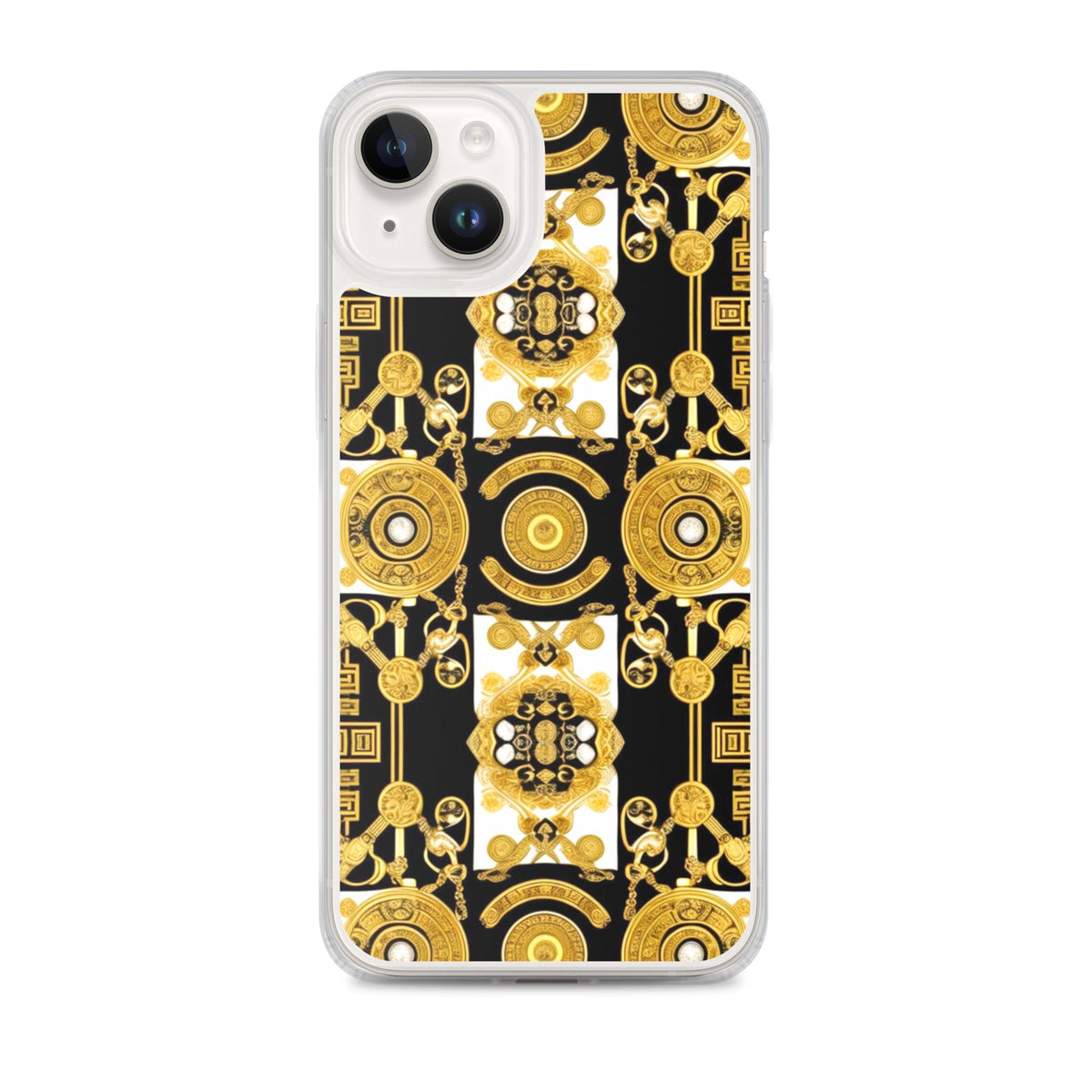 Front Baroque Gold & Black Coins Signature Clear Case for iPhone® iPhone, Clear Case #MzKittyz #NikkiDKatArt