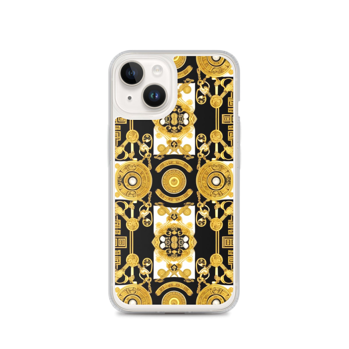 Front Baroque Gold & Black Coins Signature Clear Case for iPhone® iPhone, Clear Case #MzKittyz #NikkiDKatArt