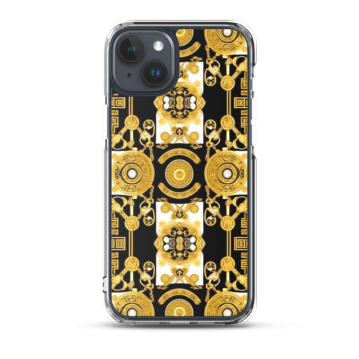Front Baroque Gold & Black Coins Signature Clear Case for iPhone® iPhone, Clear Case #MzKittyz #NikkiDKatArt