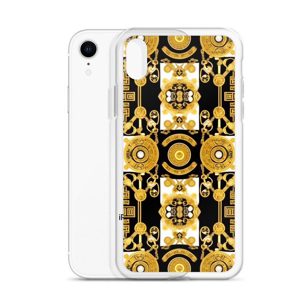 Front Baroque Gold & Black Coins Signature Clear Case for iPhone® iPhone, Clear Case #MzKittyz #NikkiDKatArt