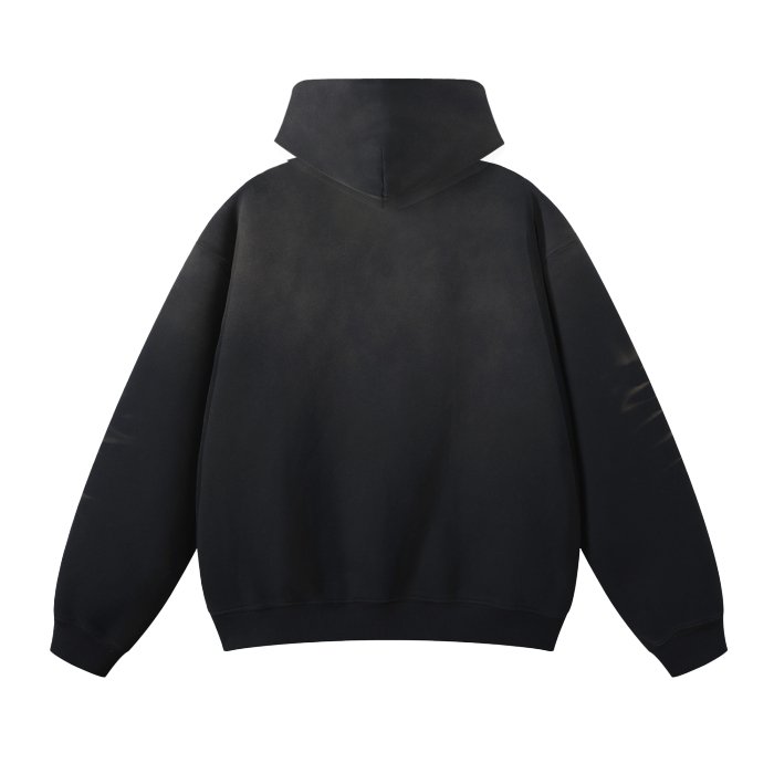 Front (Black)Streetwear Unisex Monkey Washed Dyed Fleece Hoodie #MzKittyz #NikkiDKatArt