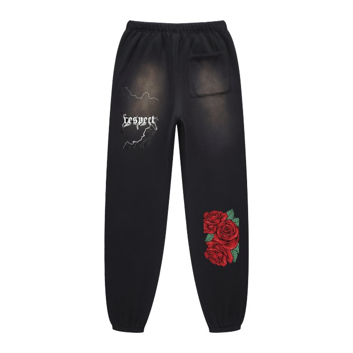 Front (Black)Streetwear Unisex Monkey Washed Dyed Fleece Joggers #MzKittyz #NikkiDKatArt