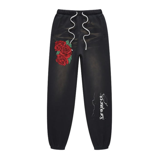 Front (Black)Streetwear Unisex Monkey Washed Dyed Fleece Joggers #MzKittyz #NikkiDKatArt