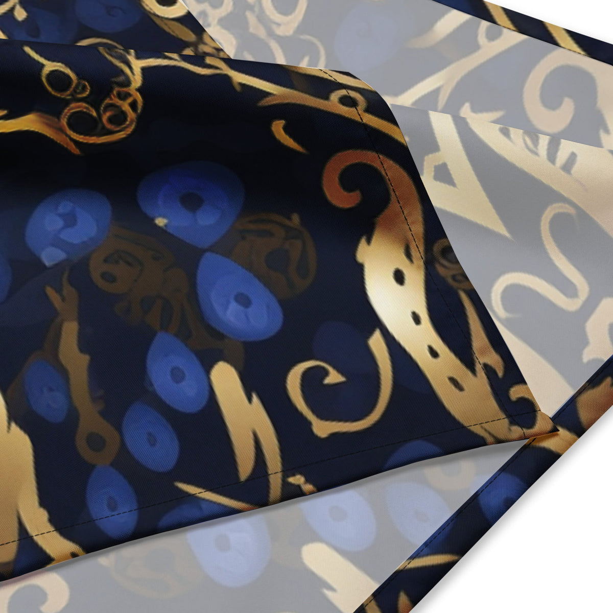 Front Blue & Gold Turksh Design All-over print Bandana #MzKittyz #NikkiDKatArt