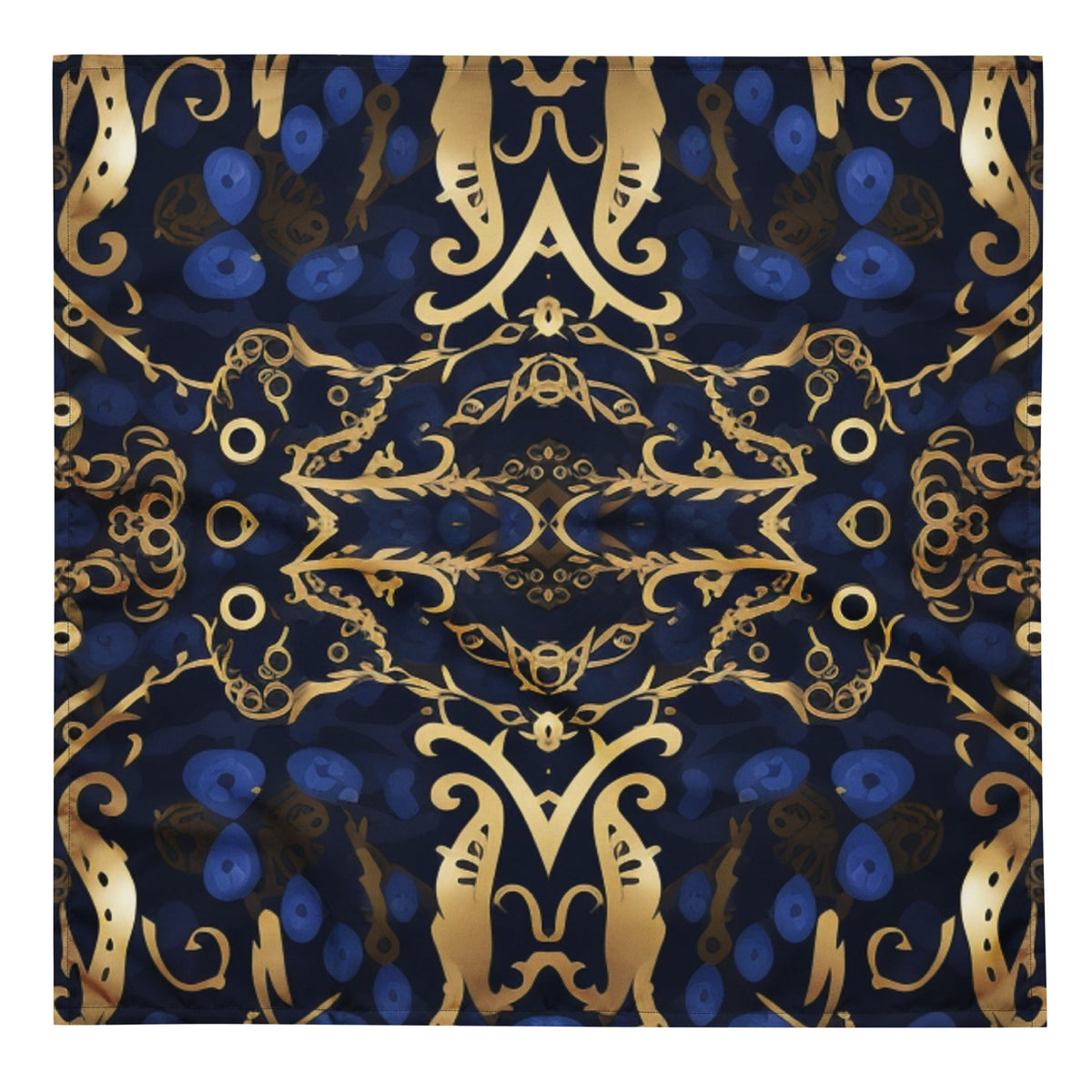 Front Blue & Gold Turksh Design All-over print Bandana #MzKittyz #NikkiDKatArt