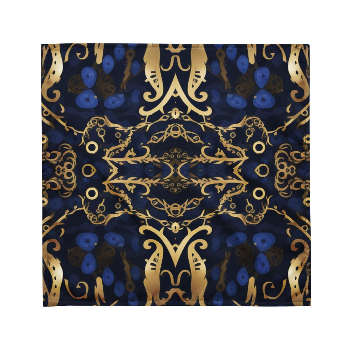Front Blue & Gold Turksh Design All-over print Bandana #MzKittyz #NikkiDKatArt