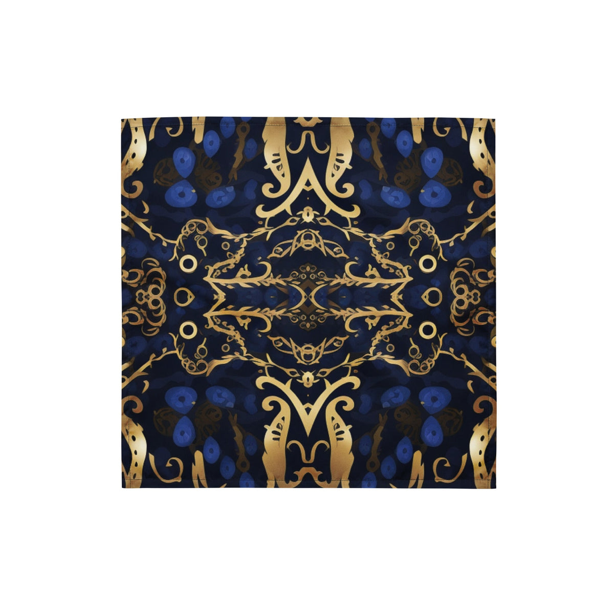 Front Blue & Gold Turksh Design All-over print Bandana #MzKittyz #NikkiDKatArt