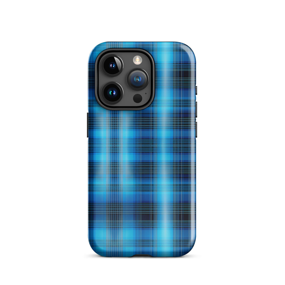 Front Blue Plaid Signature Design - Tough Case for iPhone® Tough #MzKittyz #NikkiDKatArt