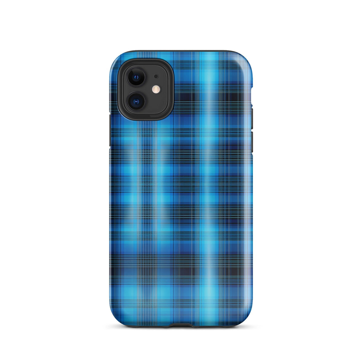 Front Blue Plaid Signature Design - Tough Case for iPhone® Tough #MzKittyz #NikkiDKatArt