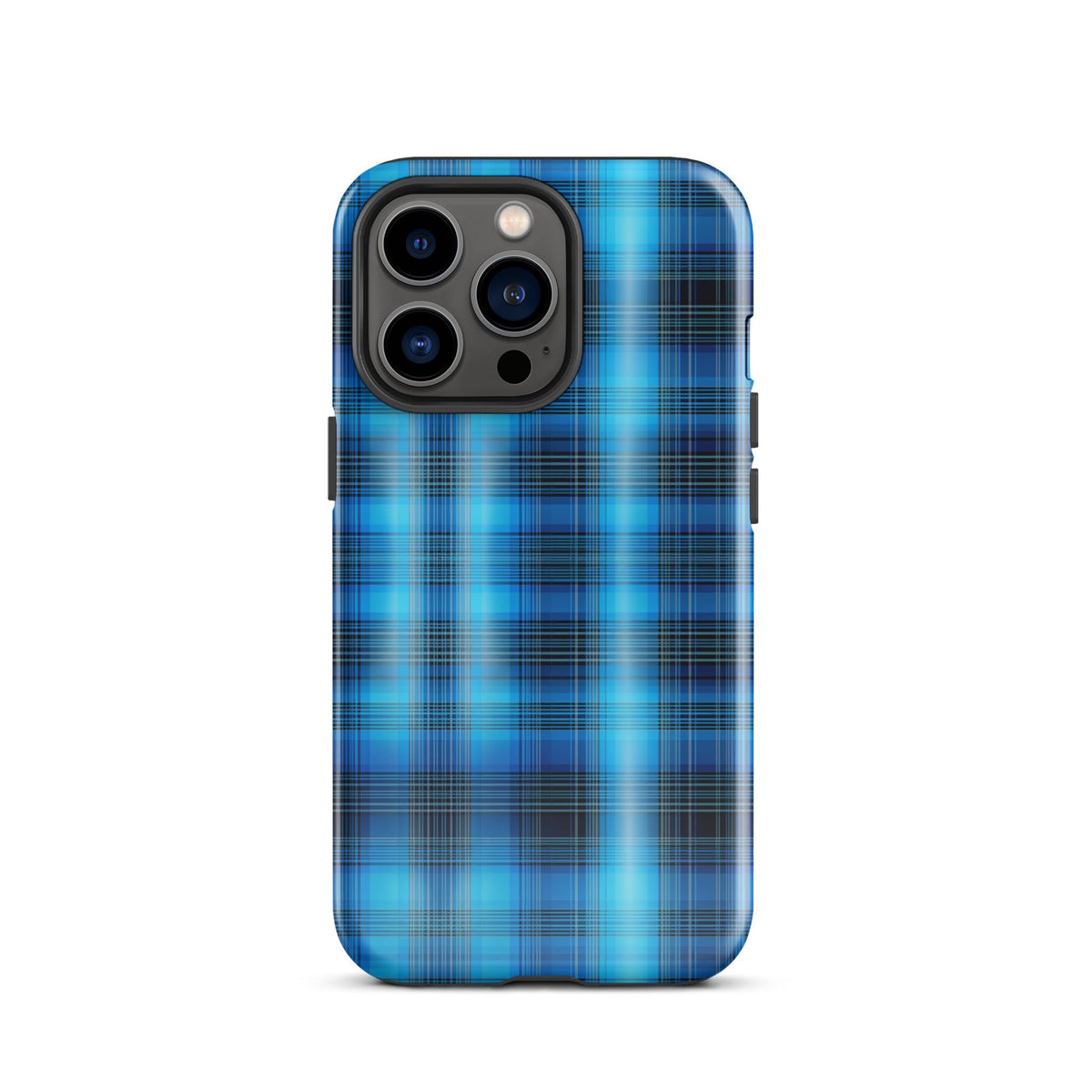 Front Blue Plaid Signature Design - Tough Case for iPhone® Tough #MzKittyz #NikkiDKatArt