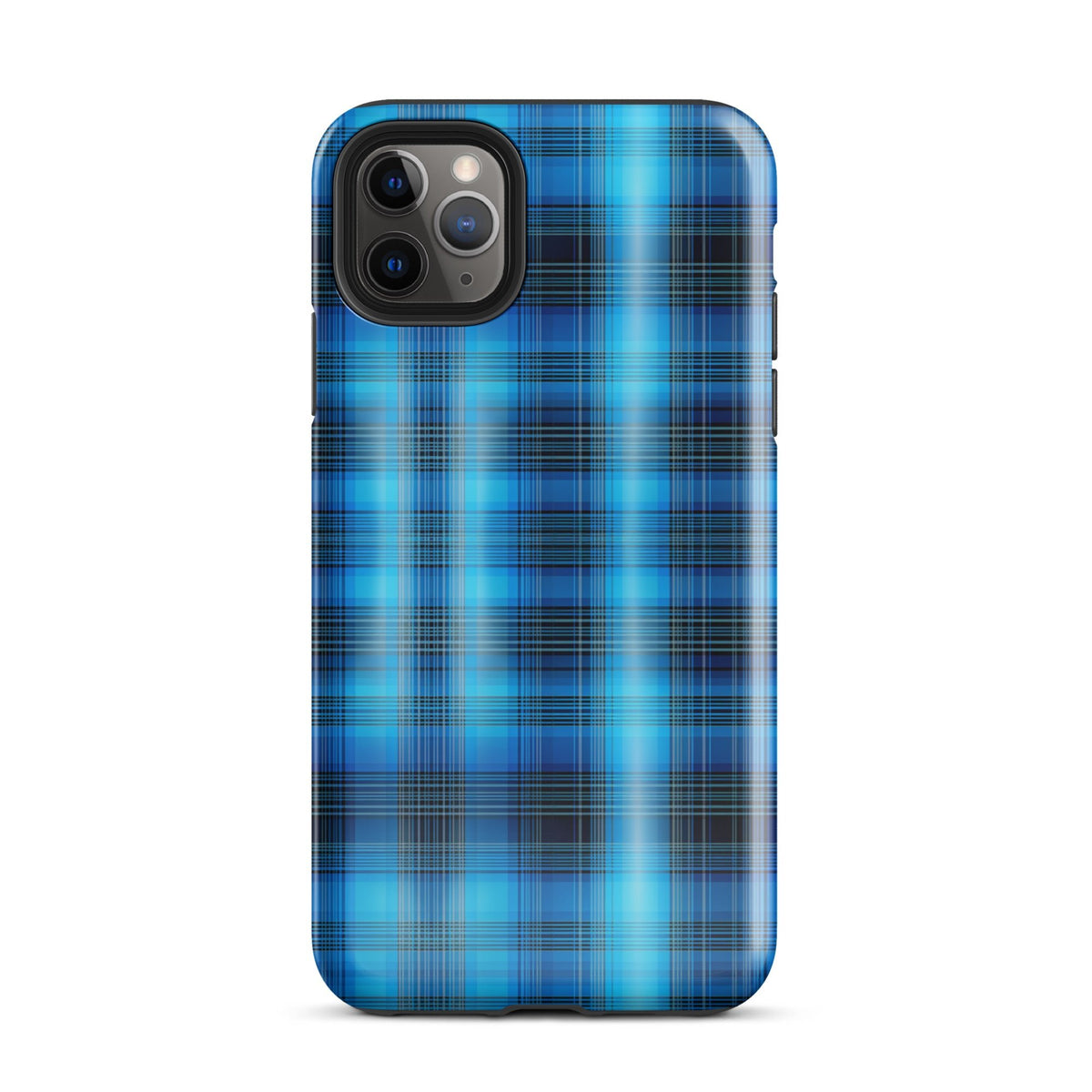 Front Blue Plaid Signature Design - Tough Case for iPhone® Tough #MzKittyz #NikkiDKatArt