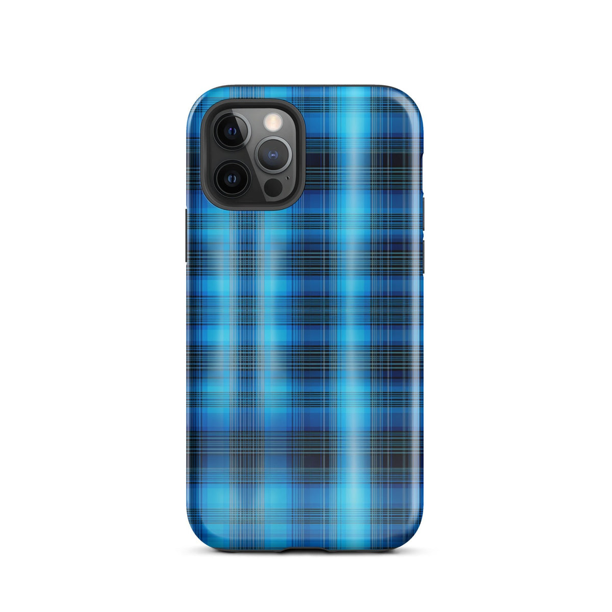 Front Blue Plaid Signature Design - Tough Case for iPhone® Tough #MzKittyz #NikkiDKatArt