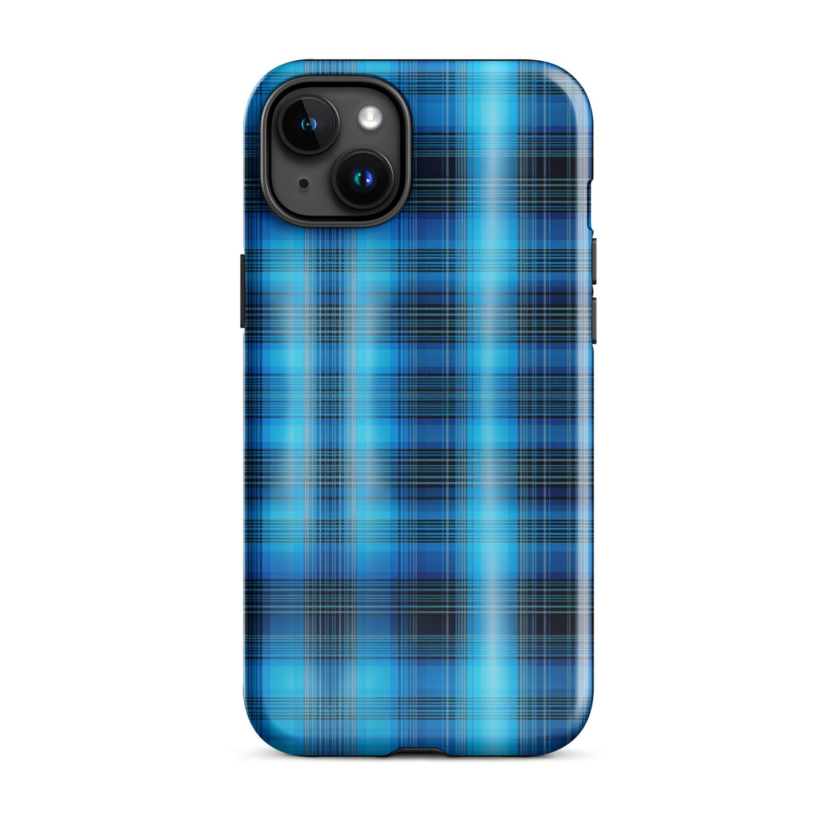 Front Blue Plaid Signature Design - Tough Case for iPhone® Tough #MzKittyz #NikkiDKatArt