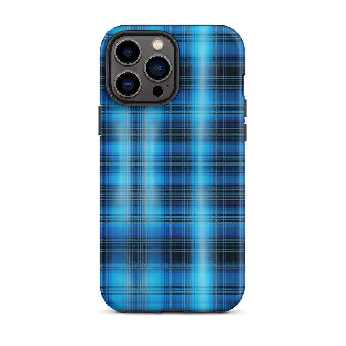 Front Blue Plaid Signature Design - Tough Case for iPhone® Tough #MzKittyz #NikkiDKatArt