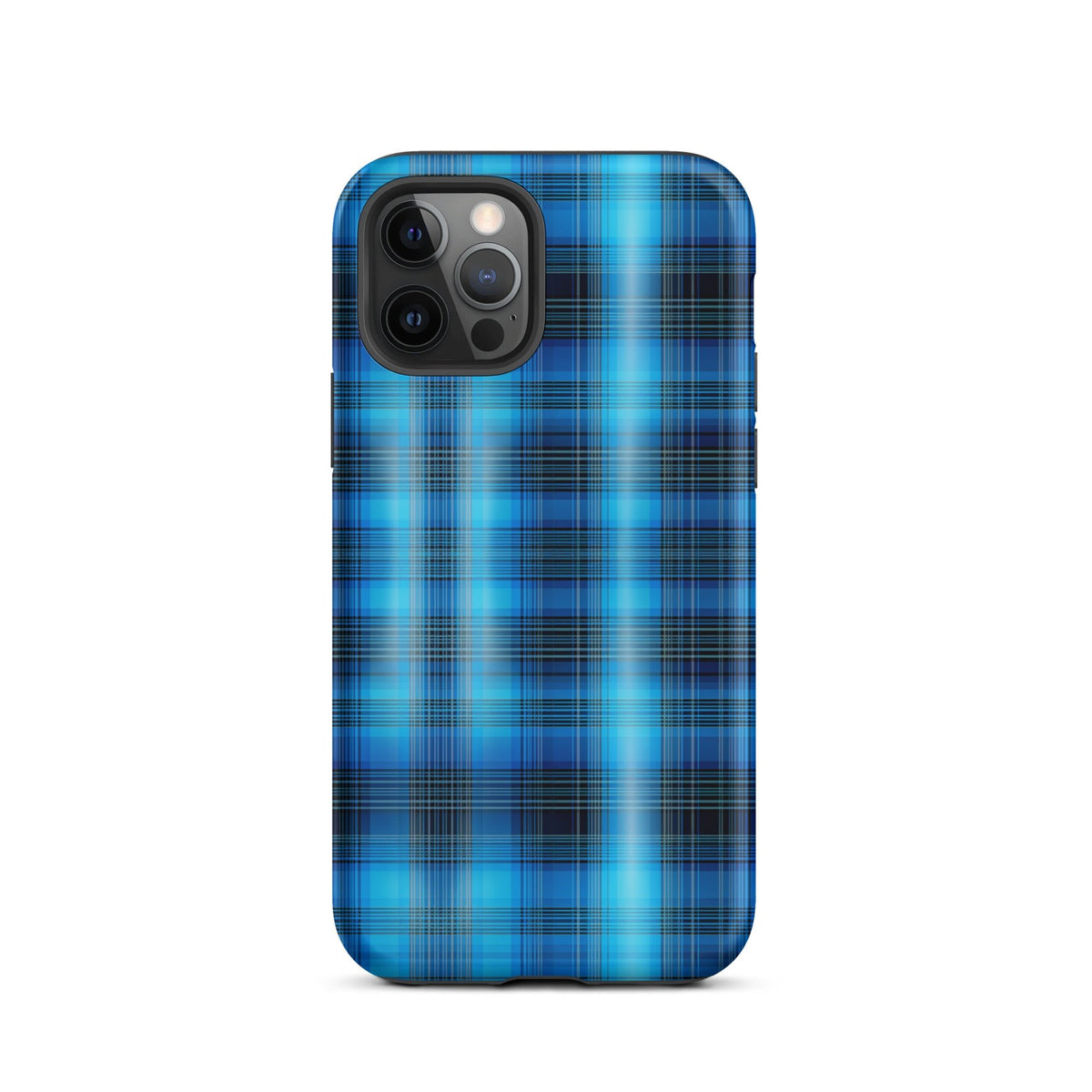 Front Blue Plaid Signature Design - Tough Case for iPhone® Tough #MzKittyz #NikkiDKatArt