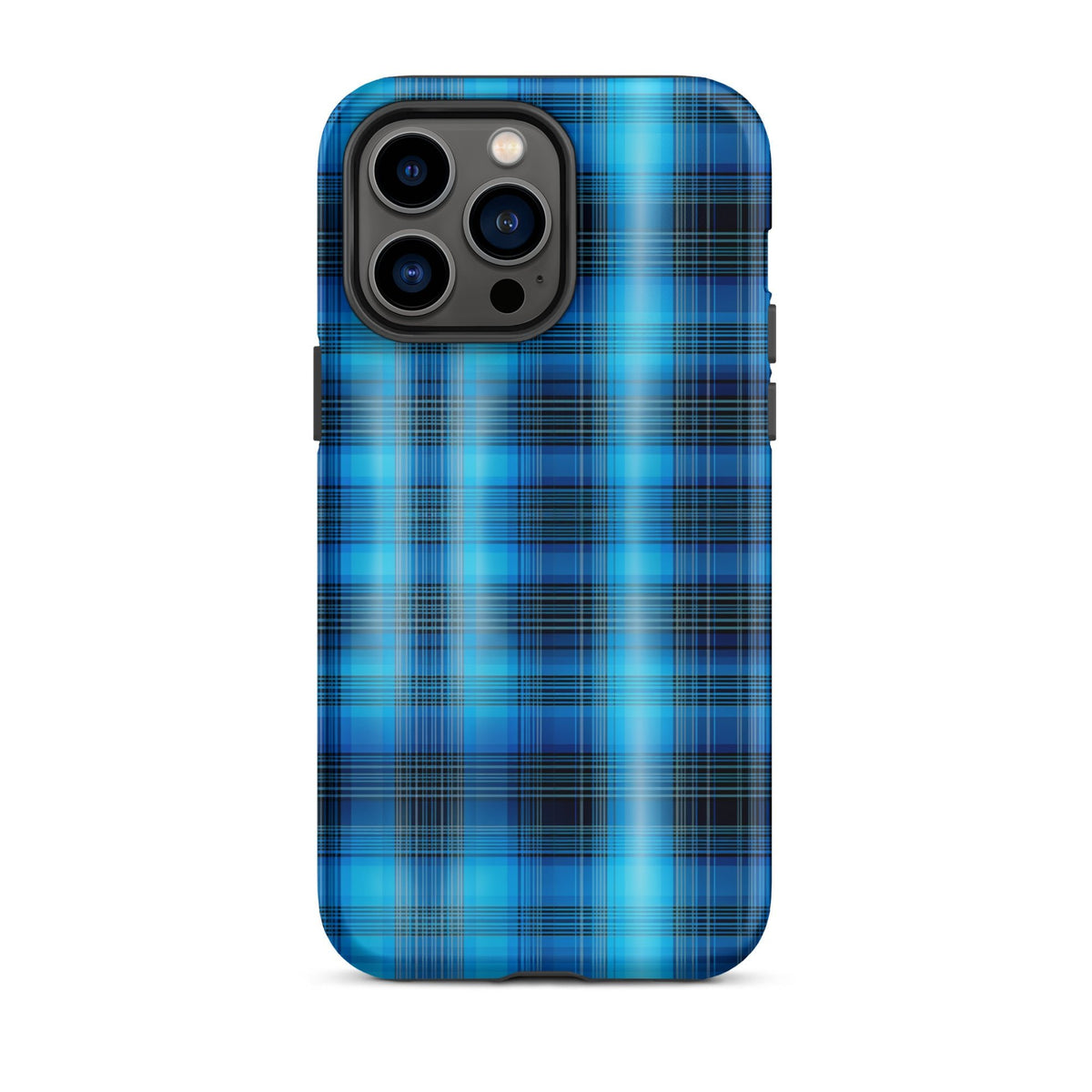 Front Blue Plaid Signature Design - Tough Case for iPhone® Tough #MzKittyz #NikkiDKatArt