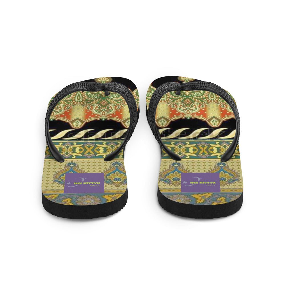 Front Bombay Signature - Unisex Flip-Flops Flip Flops #MzKittyz #NikkiDKatArt