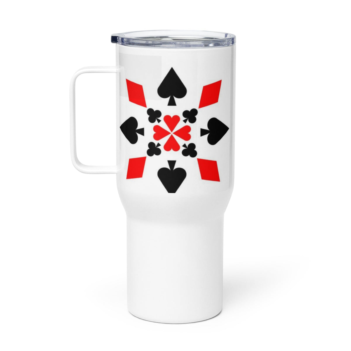 Front Casino Cards - Stainless Travel mug with a handle - 25oz #MzKittyz #NikkiDKatArt