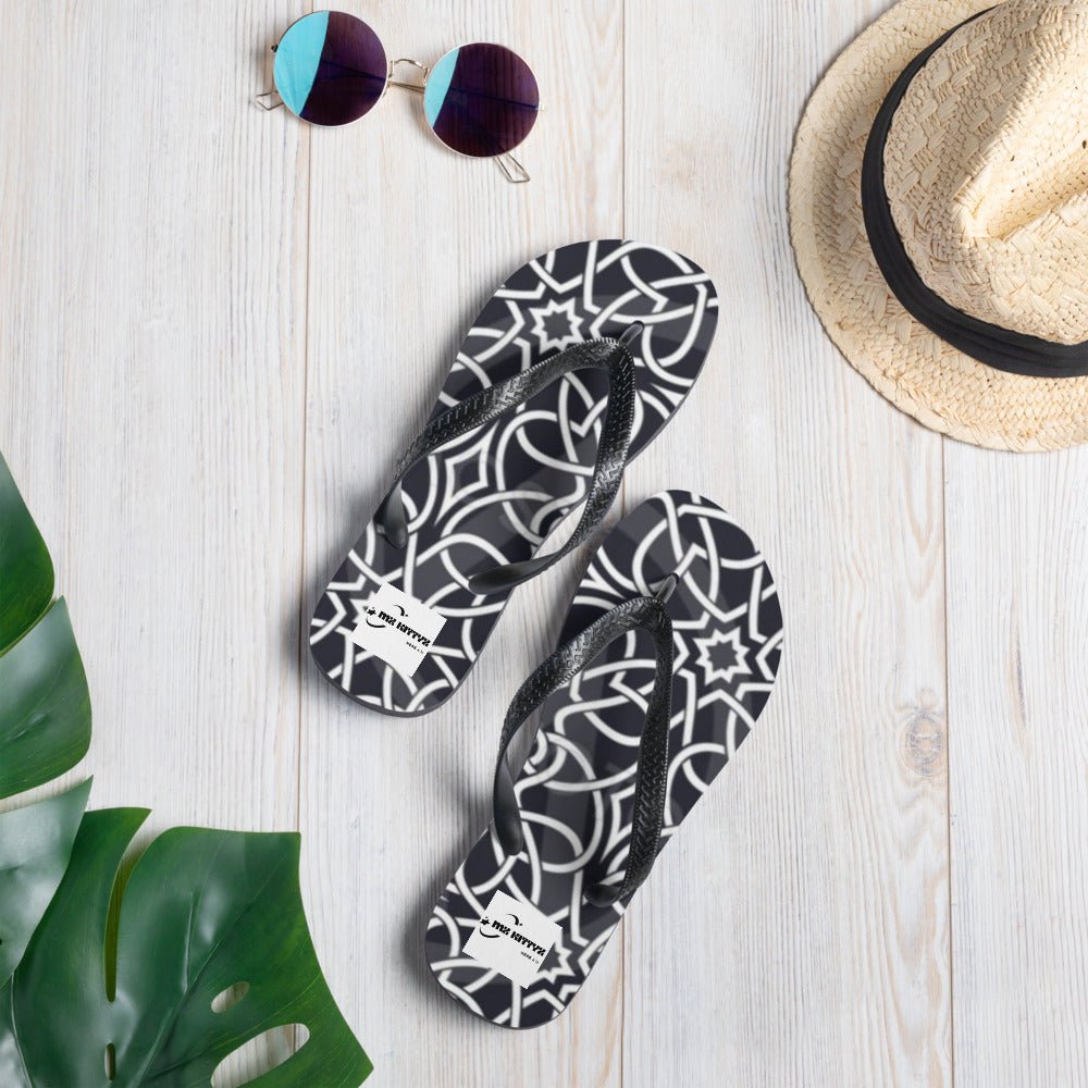 Side w/accessories Celtic Star Knot & Weave, Unisex Flip-Flops Flip Flops #MzKittyz #NikkiDKatArt
