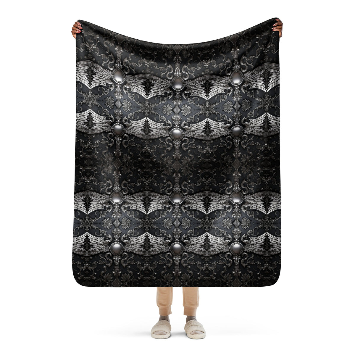 Front Chrome Animal Sherpa Blanket - 50" x 60" #MzKittyz #NikkiDKatArt