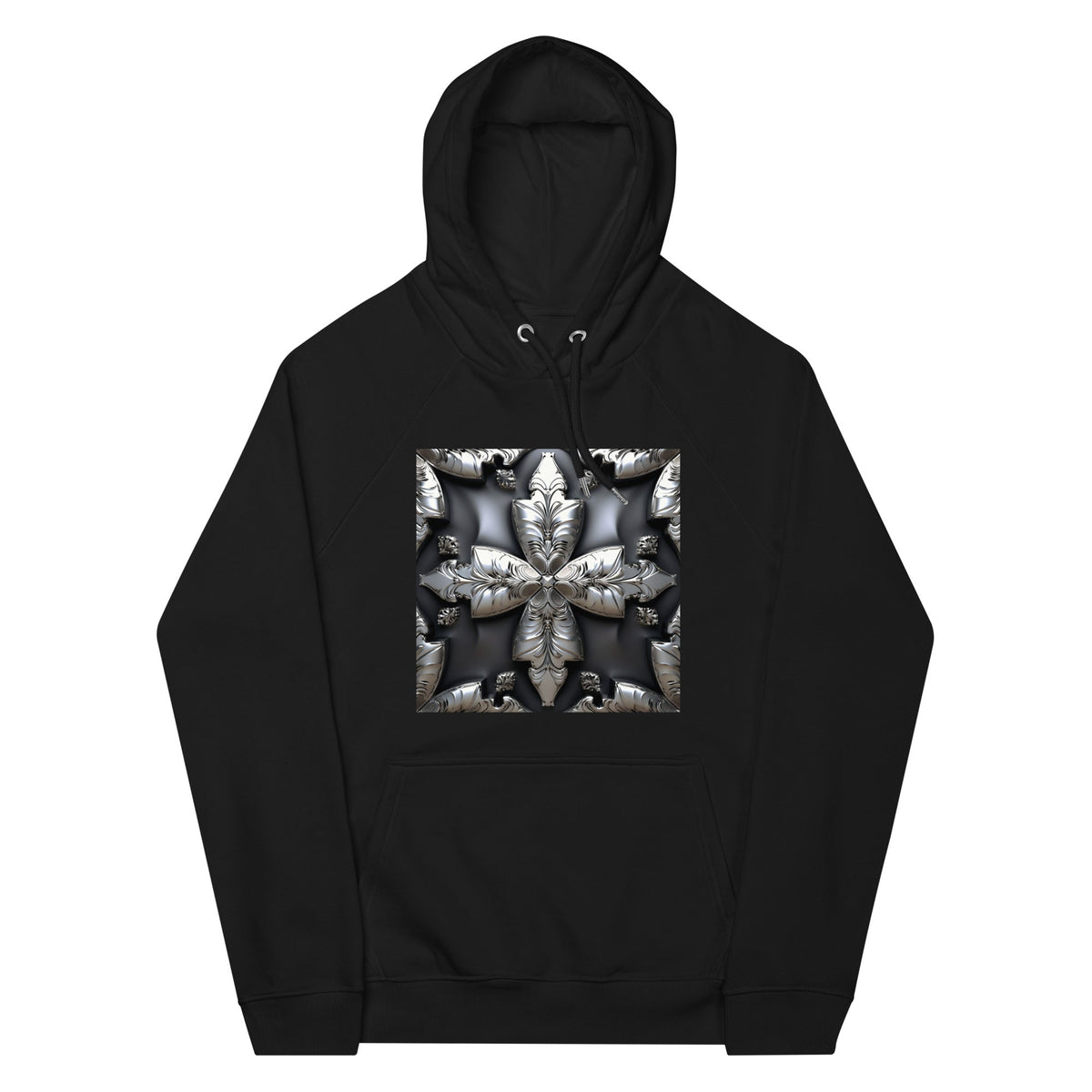 Front Chrome Cross Unisex Eco Raglan Hoodie \ XS to 3XL #MzKittyz #NikkiDKatArt