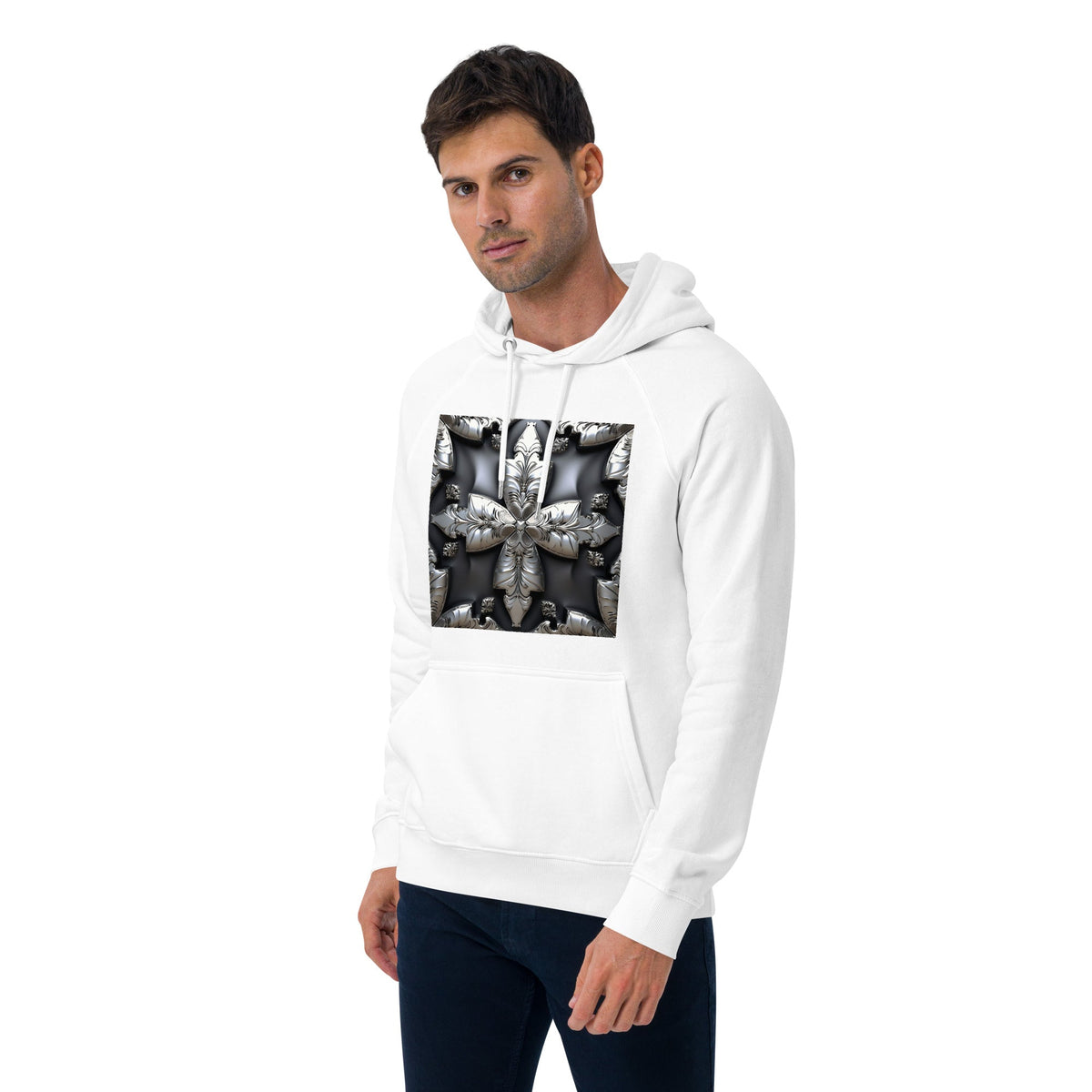 Front Chrome Cross Unisex Eco Raglan Hoodie \ XS to 3XL #MzKittyz #NikkiDKatArt