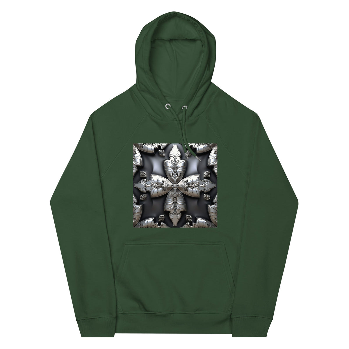Front Chrome Cross Unisex Eco Raglan Hoodie \ XS to 3XL #MzKittyz #NikkiDKatArt