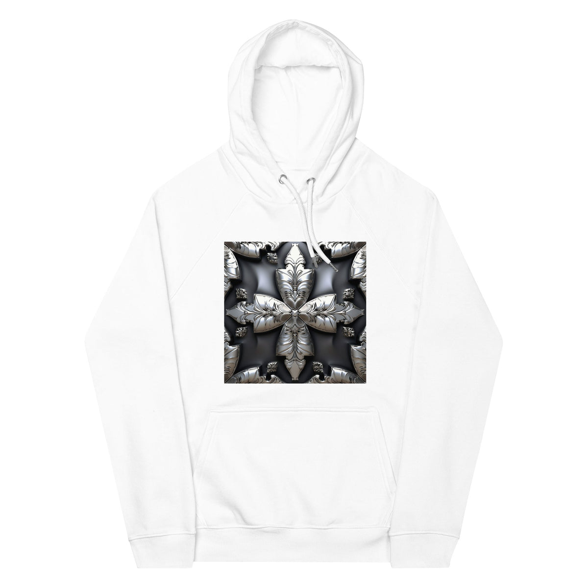 Front Chrome Cross Unisex Eco Raglan Hoodie \ XS to 3XL #MzKittyz #NikkiDKatArt