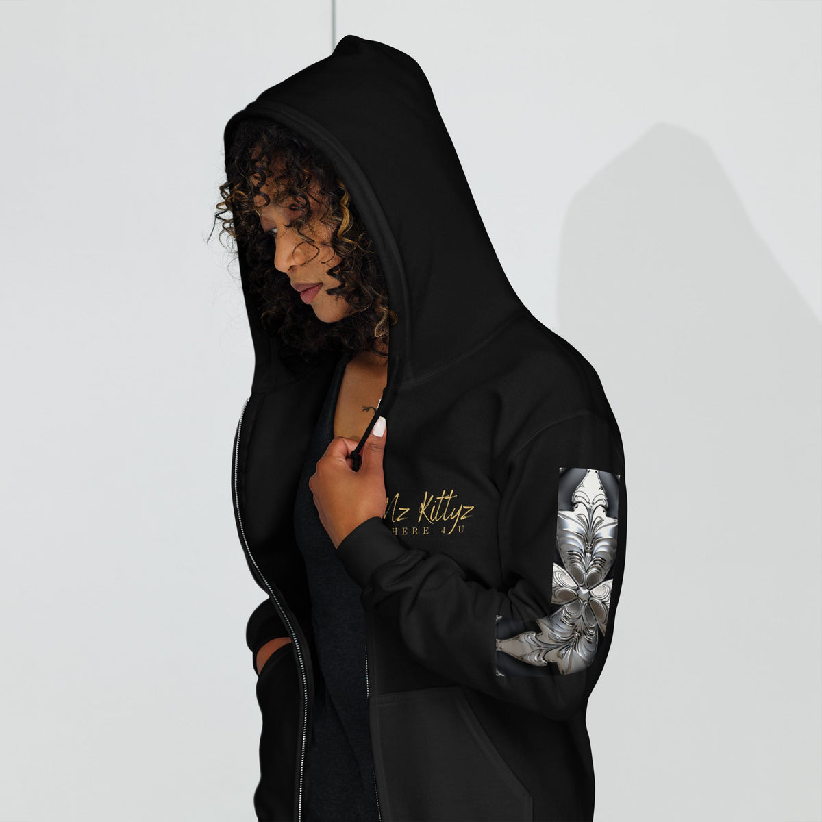 Front Chrome Cross Unisex Heavy Blend Zip Hoodie | Sizes Up to 5XL #MzKittyz #NikkiDKatArt