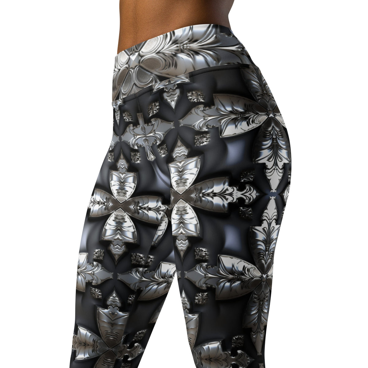 Front Chrome Cross Yoga Leggings #MzKittyz #NikkiDKatArt