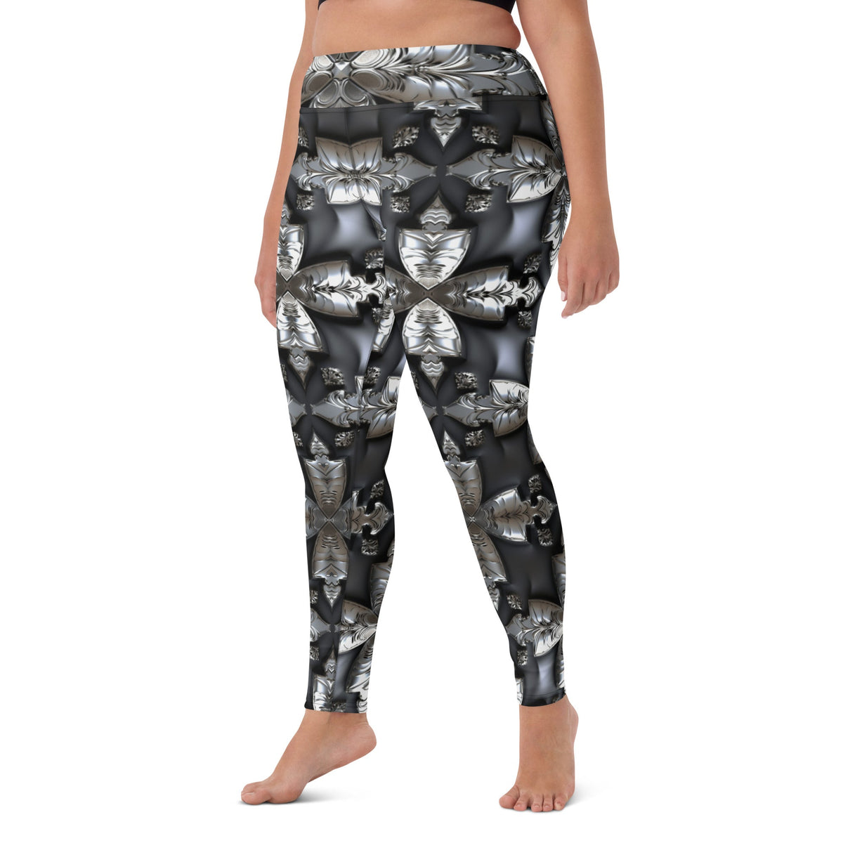 Front Chrome Cross Yoga Leggings #MzKittyz #NikkiDKatArt