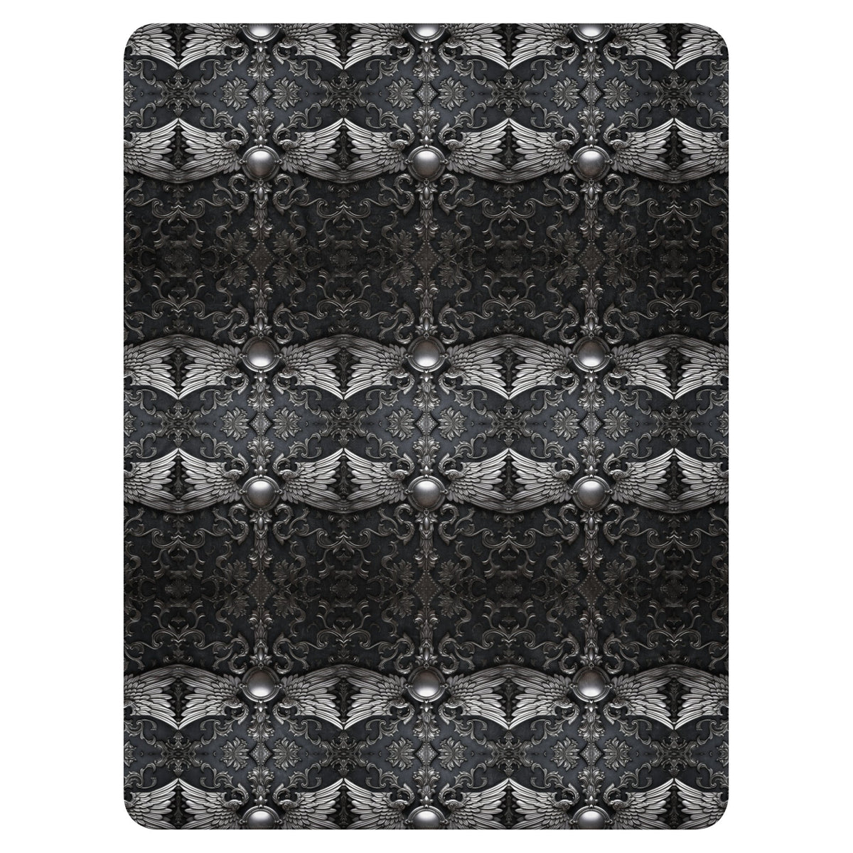 Front Chrome Crosses & Wings Sherpa Blanket 60" x 70" #MzKittyz #NikkiDKatArt
