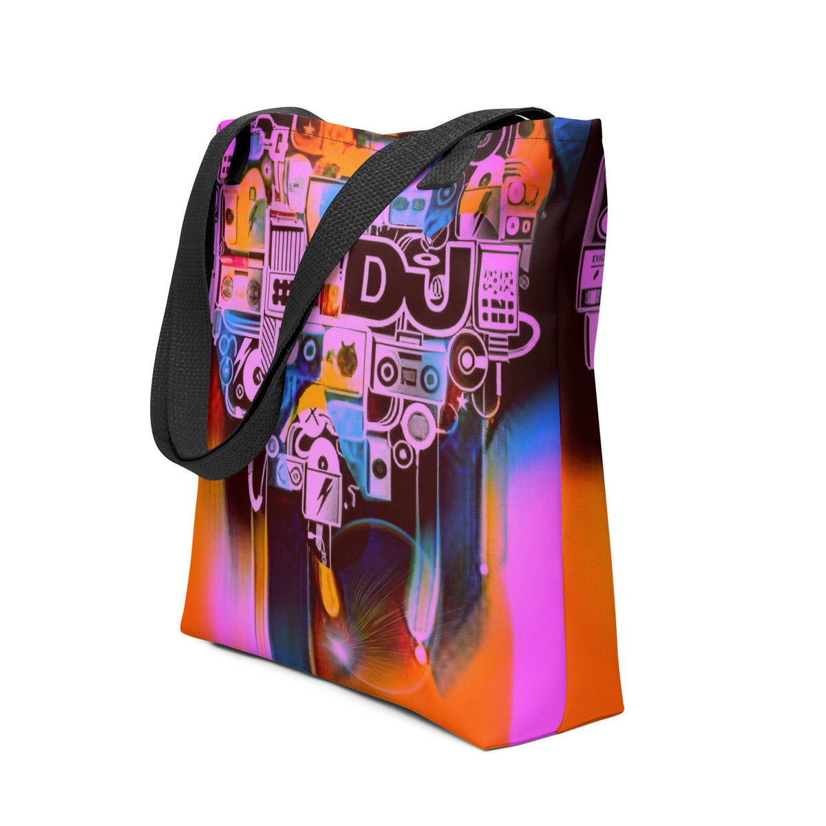 Front Dj Love Design Tote Bag - Handles in black or yellow Tote Bag #MzKittyz #NikkiDKatArt