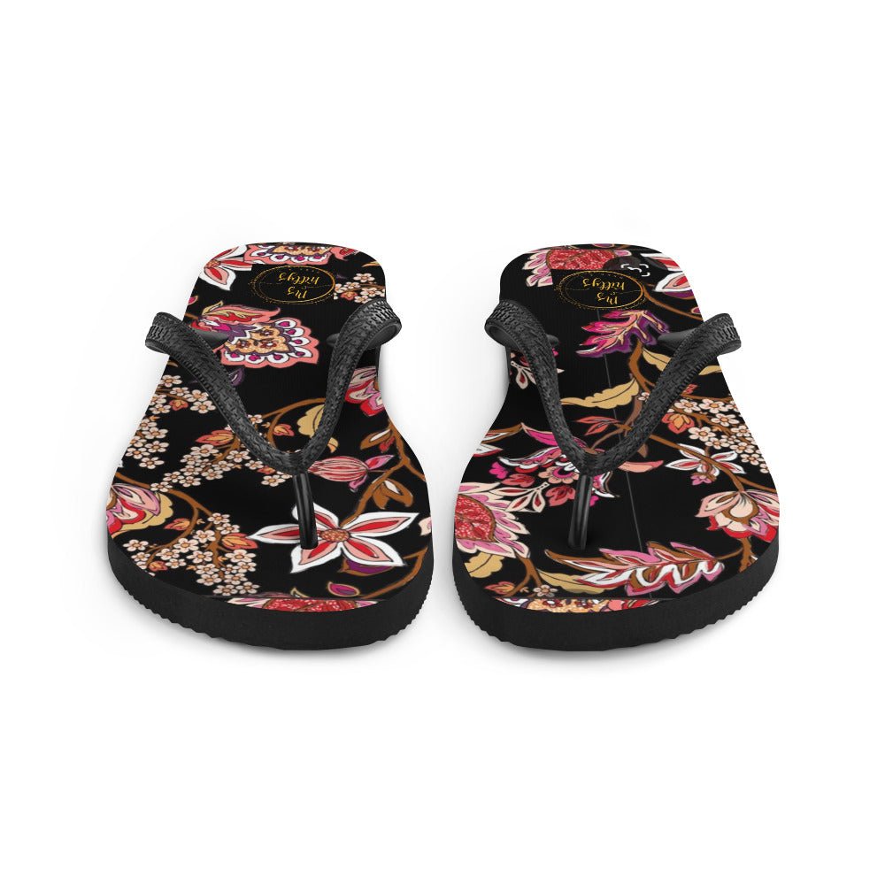 Front Flower Tapestry Signature Design - Unisex Flip-Flops Flip Flops #MzKittyz #NikkiDKatArt