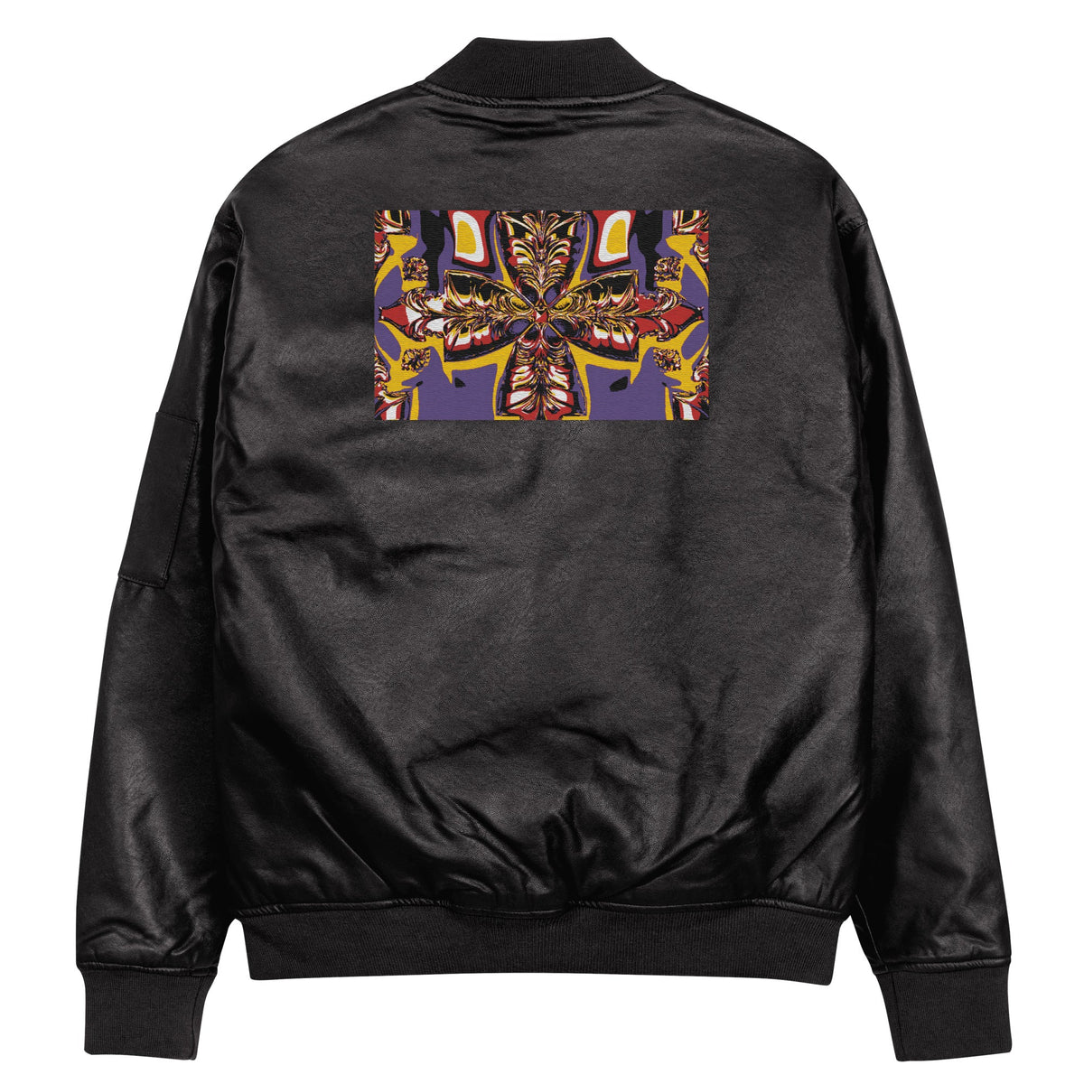 Front Kross Kolours Cross - Mz Kittyz Koz Limited Edition, Unisex, Leather Bomber Jacket - Eco Friendly #MzKittyz #NikkiDKatArt