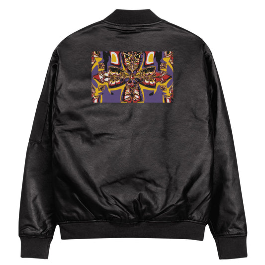 Front Kross Kolours Cross - Mz Kittyz Koz Limited Edition, Unisex, Leather Bomber Jacket - Eco Friendly #MzKittyz #NikkiDKatArt