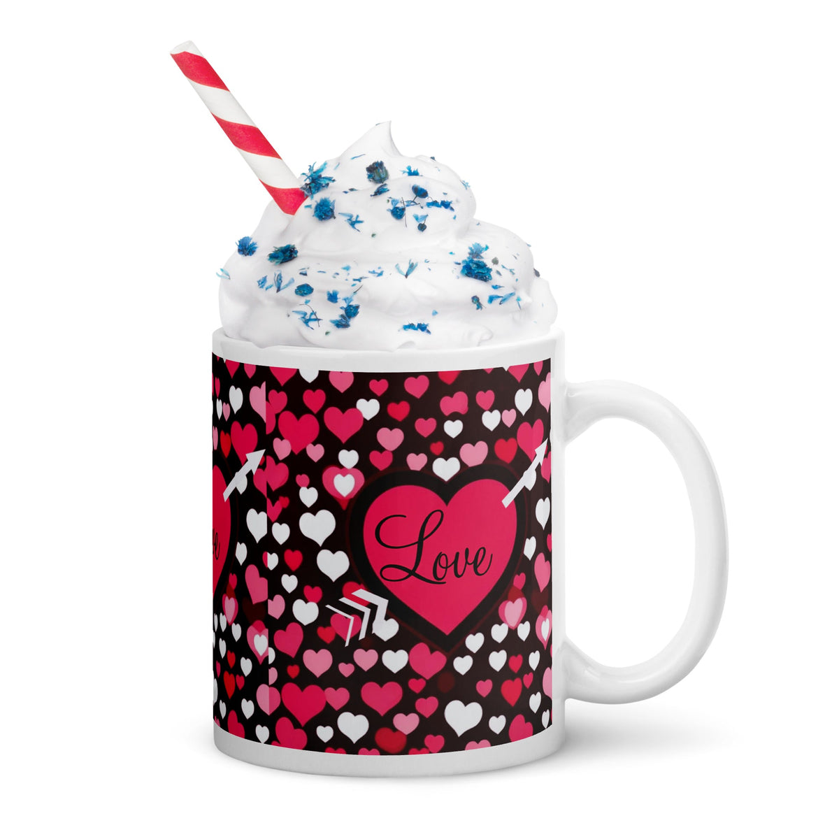Front Love my Valentine Design -White glossy Ceramic Mug #MzKittyz #NikkiDKatArt