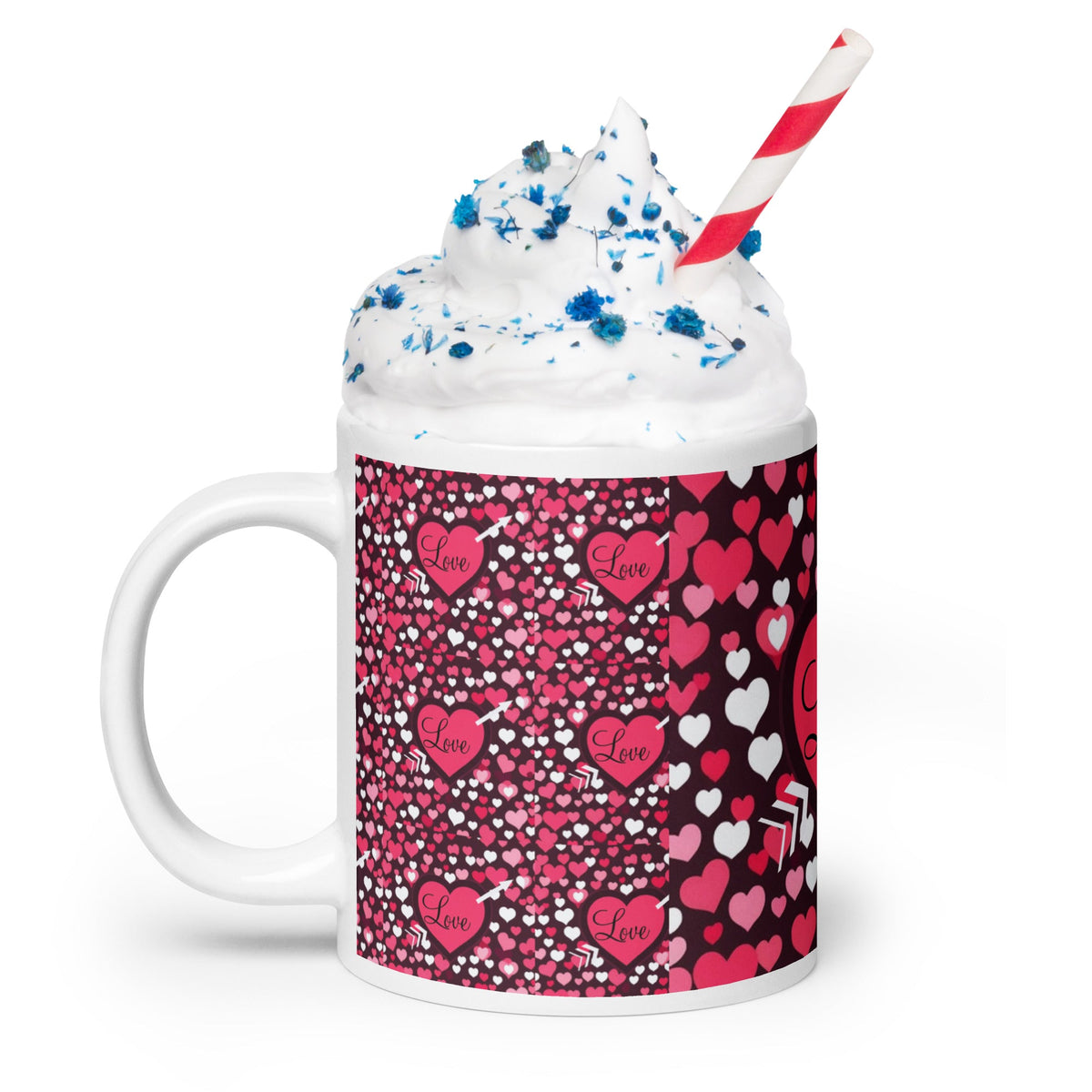 Front Love my Valentine Design -White glossy Ceramic Mug #MzKittyz #NikkiDKatArt