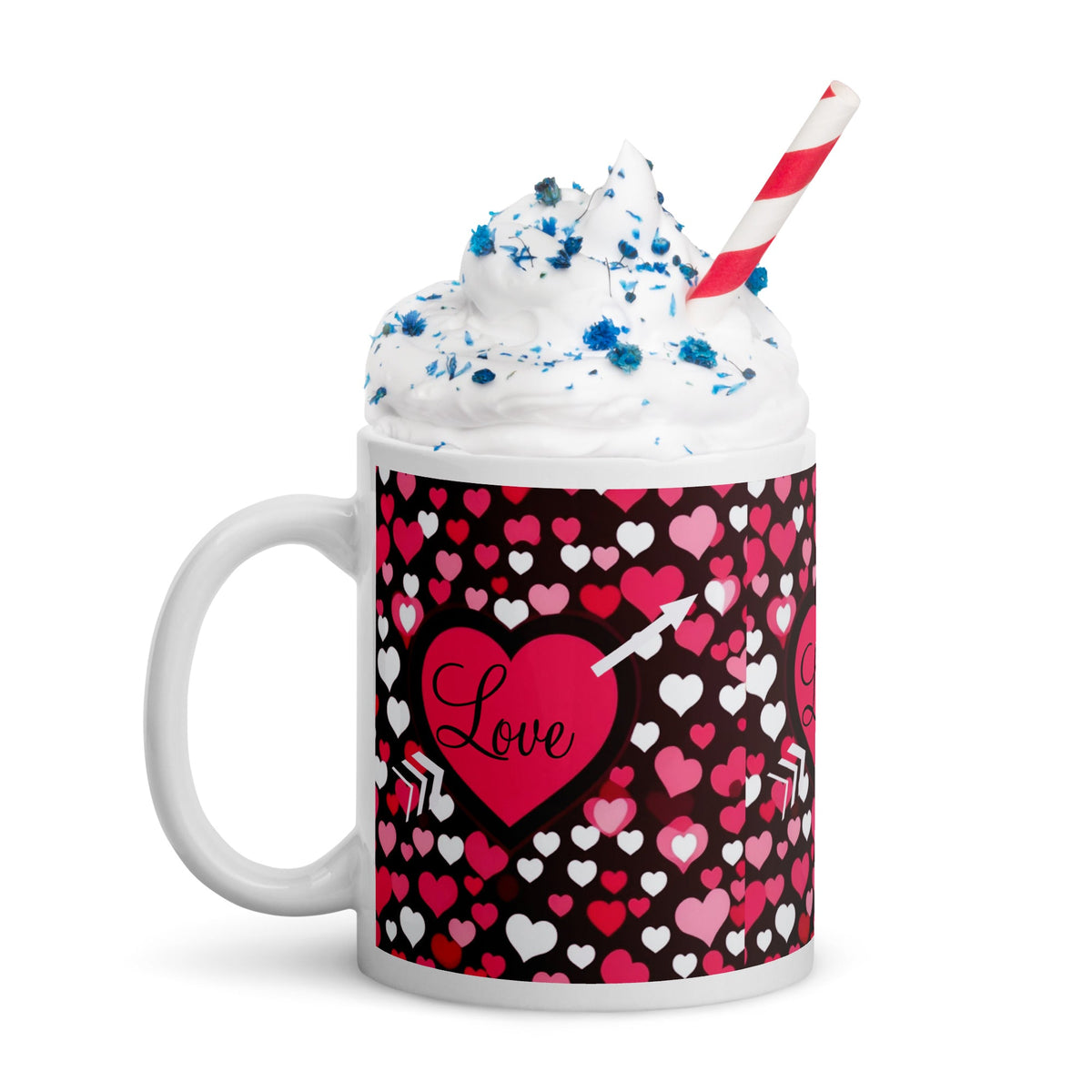 Front Love my Valentine Design -White glossy Ceramic Mug #MzKittyz #NikkiDKatArt